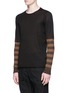Front View - Click To Enlarge - ZIGGY CHEN - Stripe sleeve cashmere sweater