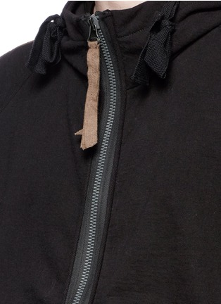 Detail View - Click To Enlarge - ZIGGY CHEN - Twill trim zip hoodie