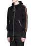 Front View - Click To Enlarge - ZIGGY CHEN - Twill trim zip hoodie