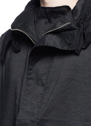 Detail View - Click To Enlarge - ZIGGY CHEN - Ramie-cotton hopsack hoodie