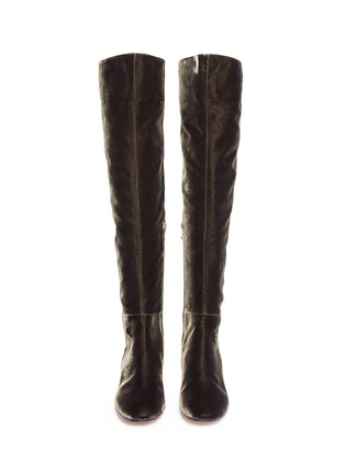 Front View - Click To Enlarge - GIANVITO ROSSI - 'Rolling' knee high velvet boots