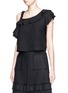 Front View - Click To Enlarge - PROENZA SCHOULER - Ruffle one-shoulder tweed cropped top