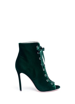 Main View - Click To Enlarge - GIANVITO ROSSI - 'Marie' lace-up velvet boots
