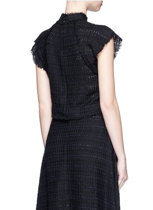 Back View - Click To Enlarge - PROENZA SCHOULER - Frayed tweed ruffle cropped top