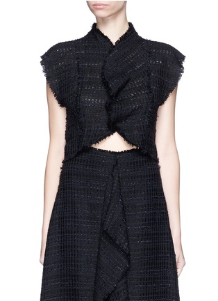 Main View - Click To Enlarge - PROENZA SCHOULER - Frayed tweed ruffle cropped top