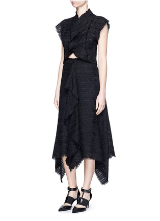 Figure View - Click To Enlarge - PROENZA SCHOULER - Frayed tweed ruffle cropped top
