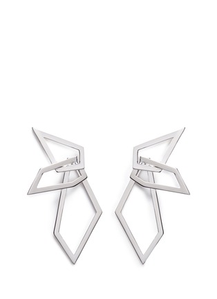 Main View - Click To Enlarge - W. BRITT - 'Interlocking Angle' silver angular hoop earrings