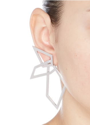 Figure View - Click To Enlarge - W. BRITT - 'Interlocking Angle' silver angular hoop earrings
