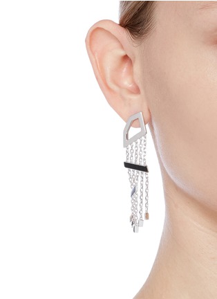 Figure View - Click To Enlarge - W. BRITT - 'Angle Dangle' onyx silver drop earrings