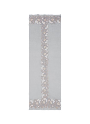 Main View - Click To Enlarge - JANAVI - French vintage lace appliqué embroidered cashmere scarf