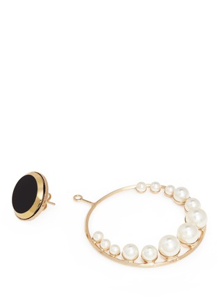 Detail View - Click To Enlarge - ANTON HEUNIS - Swarovski pearl detachable hoop disc earrings