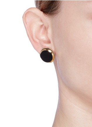 Front View - Click To Enlarge - ANTON HEUNIS - Swarovski pearl detachable hoop disc earrings