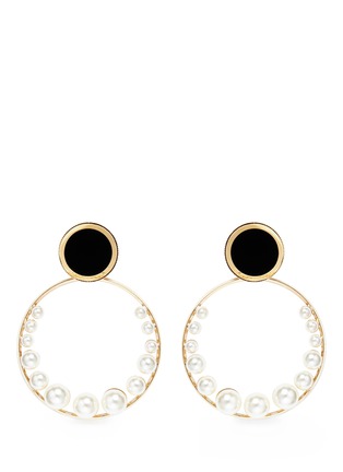 Main View - Click To Enlarge - ANTON HEUNIS - Swarovski pearl detachable hoop disc earrings
