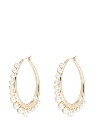 Main View - Click To Enlarge - ANTON HEUNIS - Swarovski pearl hoop earrings