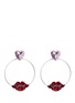 Main View - Click To Enlarge - ANTON HEUNIS - Crystal heart and lips detachable hoop earrings
