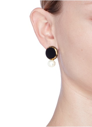 Figure View - Click To Enlarge - ANTON HEUNIS - Swarovski pearl disc earrings