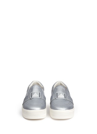 Front View - Click To Enlarge - ASH - 'Jem' pyramid stud metallic leather slip-ons