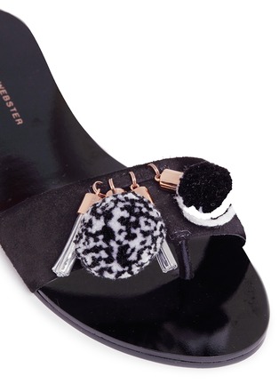Detail View - Click To Enlarge - SOPHIA WEBSTER - 'Jada' pompom tassel suede slide sandals