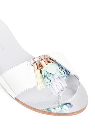 Detail View - Click To Enlarge - SOPHIA WEBSTER - 'Jada' tassel mirror leather slide sandals