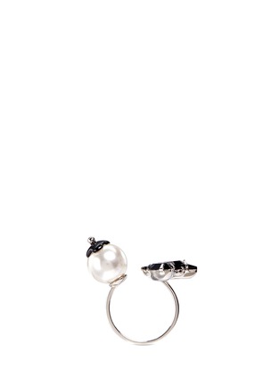 Figure View - Click To Enlarge - JOOMI LIM - 'Monochrome Chic' Swarovski crystal and pearl open ring