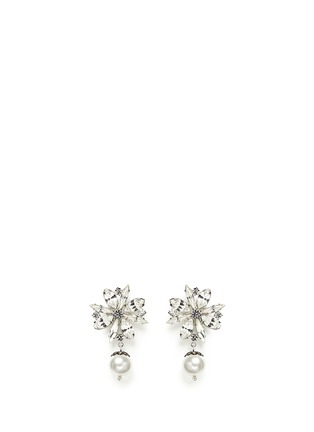 Main View - Click To Enlarge - JOOMI LIM - 'Monochrome Chic' floral Swarovski crystal and pearl earrings