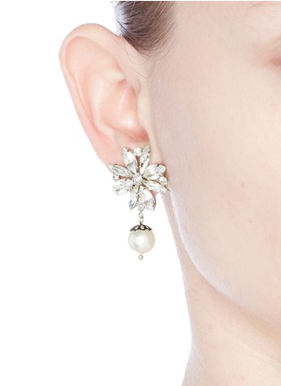 Figure View - Click To Enlarge - JOOMI LIM - 'Monochrome Chic' floral Swarovski crystal and pearl earrings