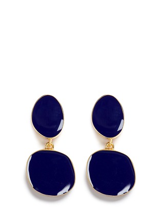 Main View - Click To Enlarge - KENNETH JAY LANE - Irregular enamel oval tiered drop clip earrings