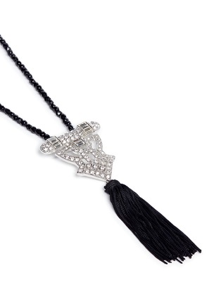 Detail View - Click To Enlarge - KENNETH JAY LANE - Tassel glass crystal pavé Art Deco pendant necklace