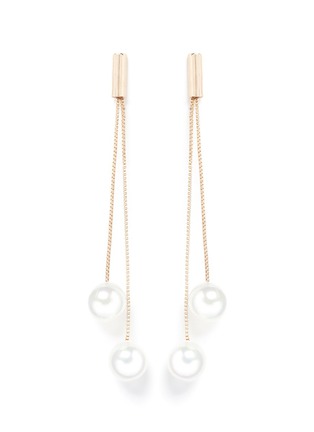 Main View - Click To Enlarge - KENNETH JAY LANE - Box chain glass pearl drop earrings
