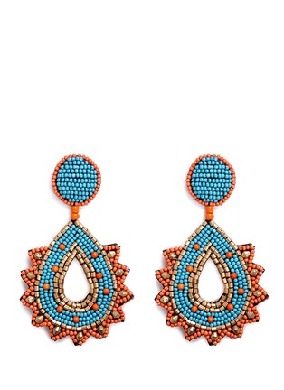 Main View - Click To Enlarge - KENNETH JAY LANE - Beaded cutout teardrop clip earrings