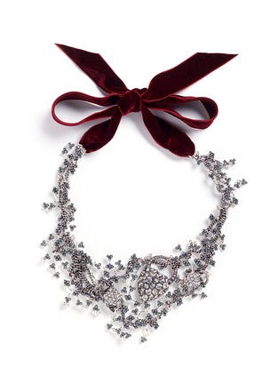 Main View - Click To Enlarge - LULU FROST - 'Nina Collage' glass crystal and pearl heart charm bib necklace