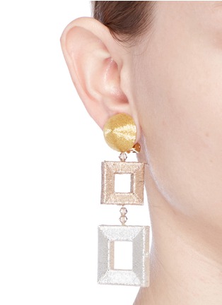 Figure View - Click To Enlarge - OSCAR DE LA RENTA - Metallic geometric clip earrings