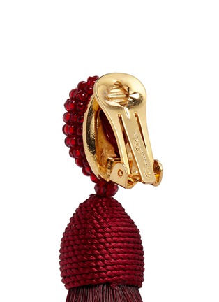 Detail View - Click To Enlarge - OSCAR DE LA RENTA - Beaded horse hair tassel clip earrings