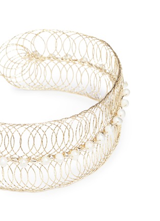 Detail View - Click To Enlarge - ROSANTICA - 'Big Bang' faux pearl metal wire cuff choker
