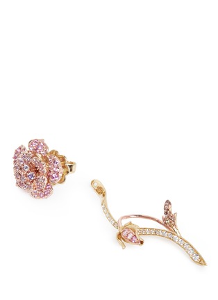 Detail View - Click To Enlarge - ANABELA CHAN - 'Geranium' detachable diamond sapphire 18k gold earrings