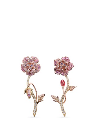 Main View - Click To Enlarge - ANABELA CHAN - 'Geranium' detachable diamond sapphire 18k gold earrings