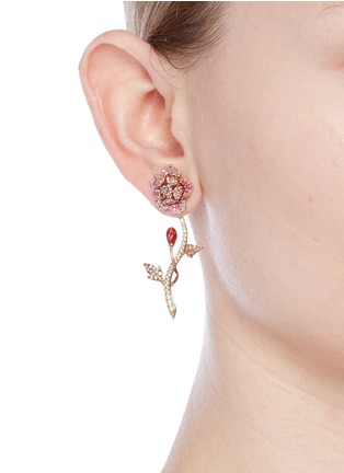 Figure View - Click To Enlarge - ANABELA CHAN - 'Geranium' detachable diamond sapphire 18k gold earrings
