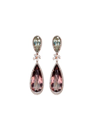 Main View - Click To Enlarge - ANABELA CHAN - 'Papillon' diamond tourmaline 18k gold detachable drop earrings