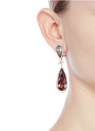 Figure View - Click To Enlarge - ANABELA CHAN - 'Papillon' diamond tourmaline 18k gold detachable drop earrings