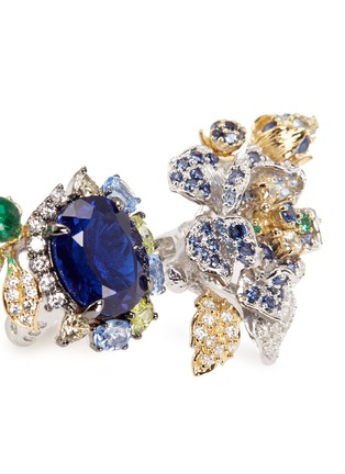 Detail View - Click To Enlarge - ANABELA CHAN - 'Delphinium' diamond gemstone 18k gold floral open ring