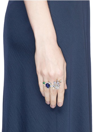 Figure View - Click To Enlarge - ANABELA CHAN - 'Delphinium' diamond gemstone 18k gold floral open ring