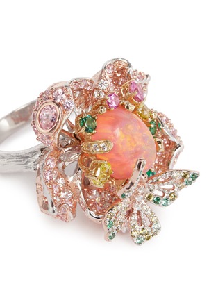 Detail View - Click To Enlarge - ANABELA CHAN - 'Bloom' opal diamond sapphire gold vermeil open ring
