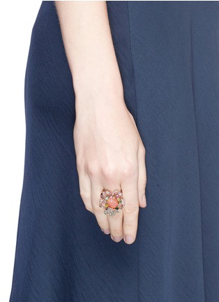 Figure View - Click To Enlarge - ANABELA CHAN - 'Bloom' opal diamond sapphire gold vermeil open ring