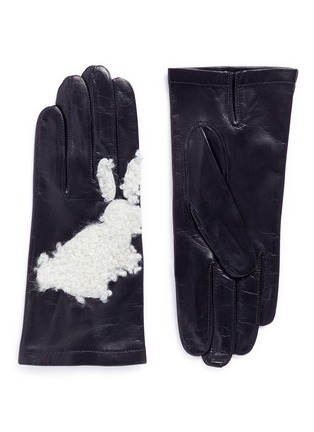 Main View - Click To Enlarge - MAISON FABRE - 'Douglas' shearling rabbit patch leather gloves