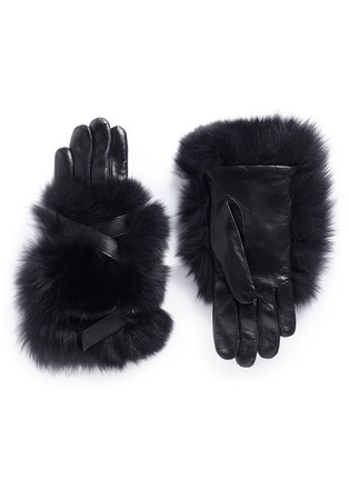 Main View - Click To Enlarge - MAISON FABRE - 'Varappe' fox fur lambskin leather bondage gloves