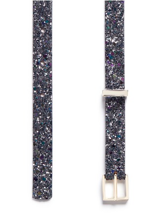 Detail View - Click To Enlarge - MAISON BOINET - Coarse glitter leather skinny belt