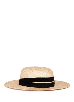 Main View - Click To Enlarge - JANESSA LEONÉ - 'Six' suede band straw boater hat