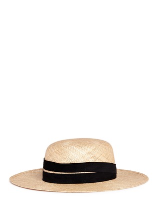 Figure View - Click To Enlarge - JANESSA LEONÉ - 'Six' suede band straw boater hat