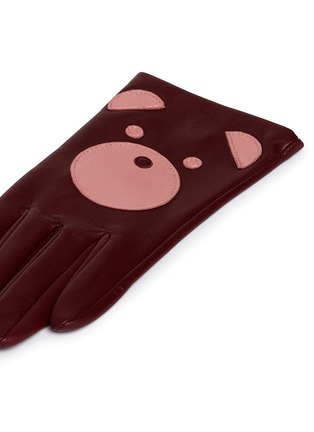 Detail View - Click To Enlarge - ARISTIDE - Bear face lambskin leather gloves