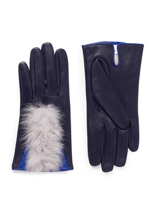 Main View - Click To Enlarge - ARISTIDE - Rabbit fur trim colourblock lambskin leather gloves